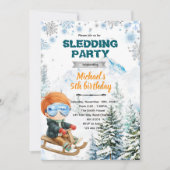 Winter Sledding party theme invitation Kaart (Voorkant)