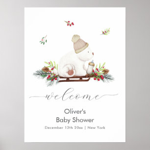 Winter slee baby shower welkom poster