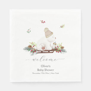 Winter slee baby shower welkom  servet