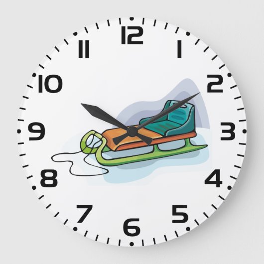 Winter sleeplezier sneeuwslee grote klok (Voorkant)