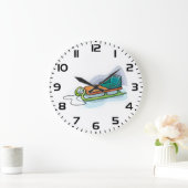 Winter sleeplezier sneeuwslee grote klok (Huis)