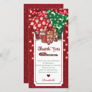 Winter Sleepover Birthday Personalized Bedankkaart