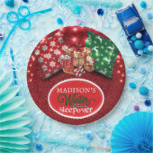 Winter Sleepover Persoonlijk Glitter Papieren Bordje (Feest)