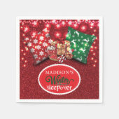 Winter Sleepover Persoonlijk Glitter Servet (Voorkant)