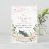 Winter Sleigh Christmas Merry Baby shower Kaart (Staand voorkant)