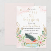 Winter Sleigh Christmas Merry Baby shower Kaart (Voorkant / Achterkant)