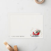 Winter Sleigh Het is koud buiten Neutrale Baby Sho Notitiekaartje (Voorkant / Achterkant in situ)