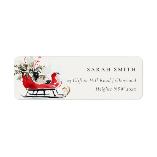 Winter Sleigh Its Cold Outside Neutral Address Etiket (Voorkant)