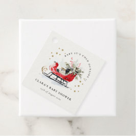 Winter Sleigh Its Cold Outside Neutral Baby Shower Bedankjes Labels