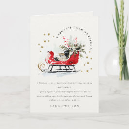 Winter Sleigh Its Cold Outside Neutral Baby Shower Bedankkaart