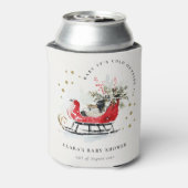 Winter Sleigh Its Cold Outside Neutral Baby Shower Blikjeskoeler (Blikje Achterkant)