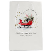 Winter Sleigh Its Cold Outside Neutral Baby Shower Medium Cadeauzakje (Voorkant)