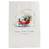 Winter Sleigh Its Cold Outside Neutral Baby Shower Medium Cadeauzakje (Achterkant)