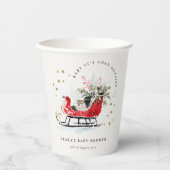 Winter Sleigh Its Cold Outside Neutral Baby Shower Papieren Bekers (Voorkant)