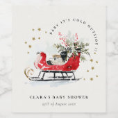Winter Sleigh Its Cold Outside Neutral Baby Shower Wijn Etiket (Enkel label)