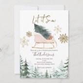 Winter Sleigh laat het sneeuwfeest Kaart (Voorkant)