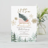 Winter Sleigh laat het sneeuwfeest Kaart (Staand voorkant)