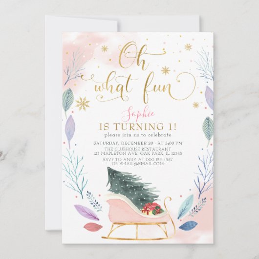 Winter Sleigh Oh wat een feestelijke kerst op 1 ve Kaart (Voorkant)