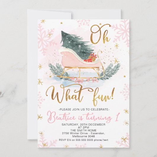 Winter Sleigh Oh, wat leuk de eerste uitnodiging v (Voorkant)