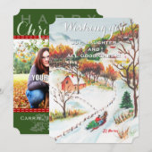 Winter Sleigh Ride Berg Kerstmis Fotokaart Feestdagenkaart (Voorkant / Achterkant)