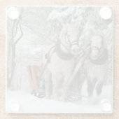 Winter Sleigh Ride Color Image Glazen Onderzetter (Achterkant)