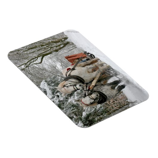 Winter Sleigh Ride Color Image Magneet (Rechterzijde)