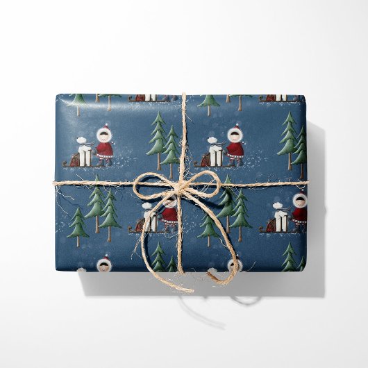 Winter Sleigh Ride Forest Vrienden Cadeaupapier