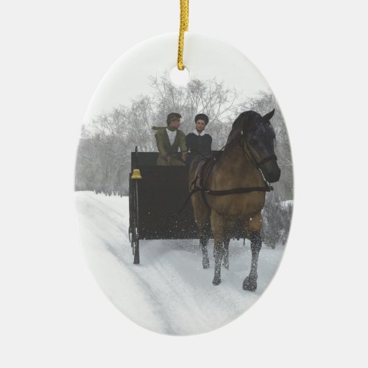Winter Sleigh Ride Keramisch Ornament (Voorkant)
