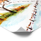 Winter Sleigh Ride Mountain met kerstWaterverf Poster (Hoek)