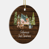 Winter Sleigh Rustic First Christmas Keramisch Ornament (Rechts)