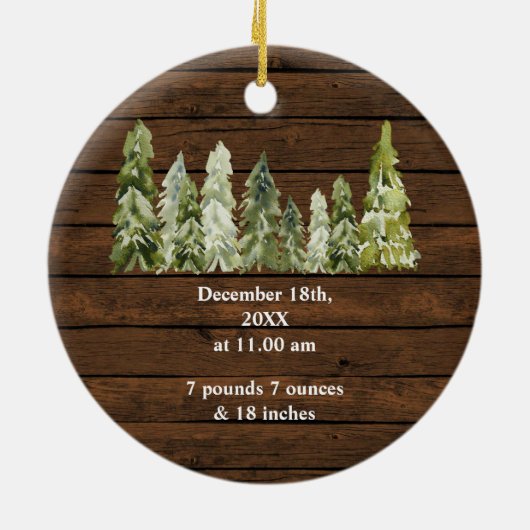 Winter Sleigh Rustic First Christmas Keramisch Ornament (Achterkant)