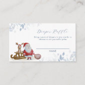 Winter Sleigh Santa Diaper Raffle Baby Shower  Informatiekaartje (Voorkant)