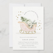 Winter Sleigh zijn koude buitenste Baby shower uit Bedankkaart (Voorkant)