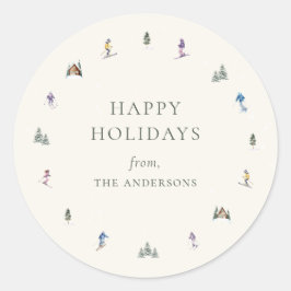 WINTER SLOPES Holiday Ronde Sticker