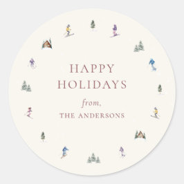 WINTER SLOPES Holiday Ronde Sticker