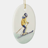 WINTER SLOPES Skier Keramisch Ornament (Rechts)