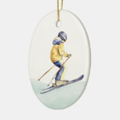 WINTER SLOPES Skier Keramisch Ornament (Links)