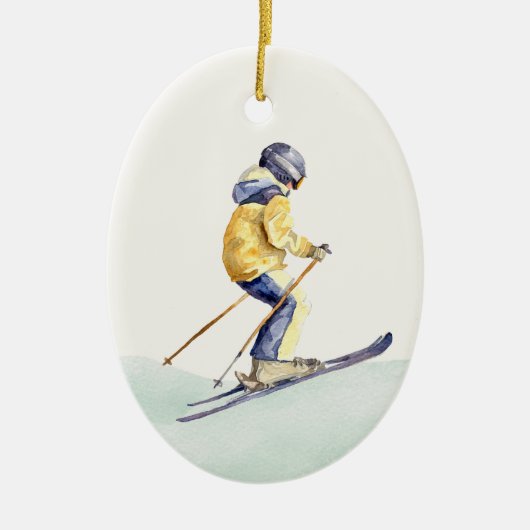 WINTER SLOPES Skier Keramisch Ornament (Voorkant)