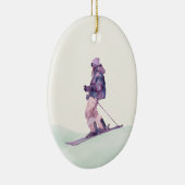 WINTER SLOPES Skier Keramisch Ornament (Rechts)
