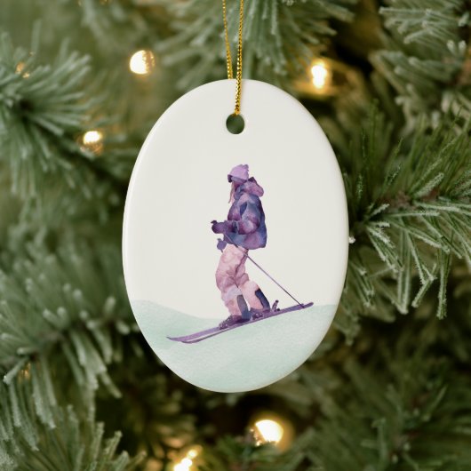 WINTER SLOPES Skier Keramisch Ornament (Boom)