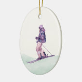 WINTER SLOPES Skier Keramisch Ornament (Links)