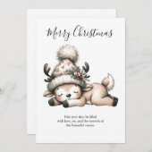 Winter Slumber of a Little Fawn Feestdagenkaart (Voorkant / Achterkant)