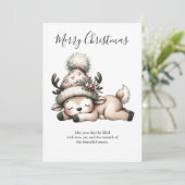 Winter Slumber of a Little Fawn Feestdagenkaart (Staand voorkant)