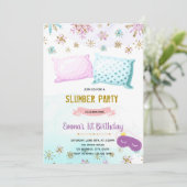 Winter slumber sleepover verjaardagsuitnodiging kaart (Staand voorkant)