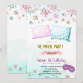 Winter slumber sleepover verjaardagsuitnodiging kaart (Voorkant / Achterkant)