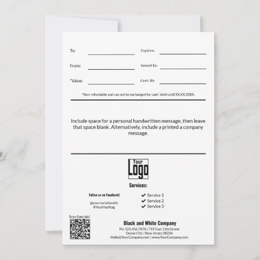 Winter Small Business Snowflake Cadeaubon (Achterkant)