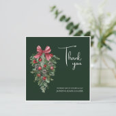 Winter Smaragd Groen Feestelijke Kerstbruiloft Bedankkaart (Staand voorkant)