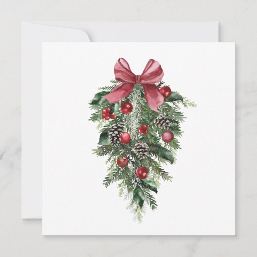 Winter Smaragd Groen Feestelijke Kerstbruiloft Bedankkaart (Achterkant)