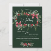 Winter Smaragd Groen Feestelijke Kerstbruiloft Kaart (Voorkant)