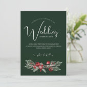 Winter Smaragd Groen Feestelijke Kerstbruiloft Kaart (Staand voorkant)